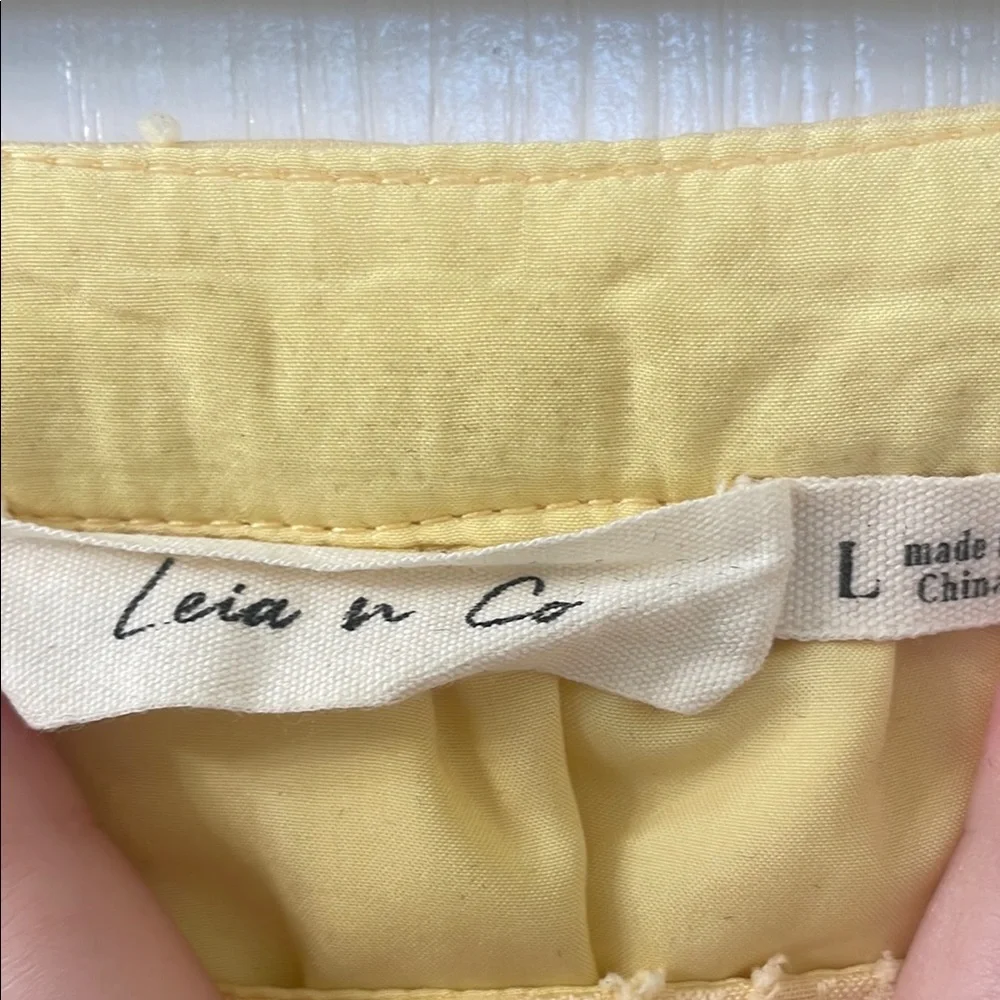 Yellow Square Neck 3/4 Sleeve Blouse - Picture 2 of 4